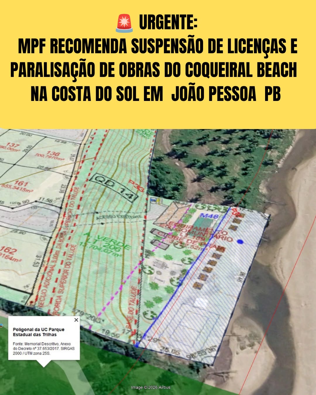 Aviso urgente sobre a recomendação do MPF para as obras do Coqueiral Beach
